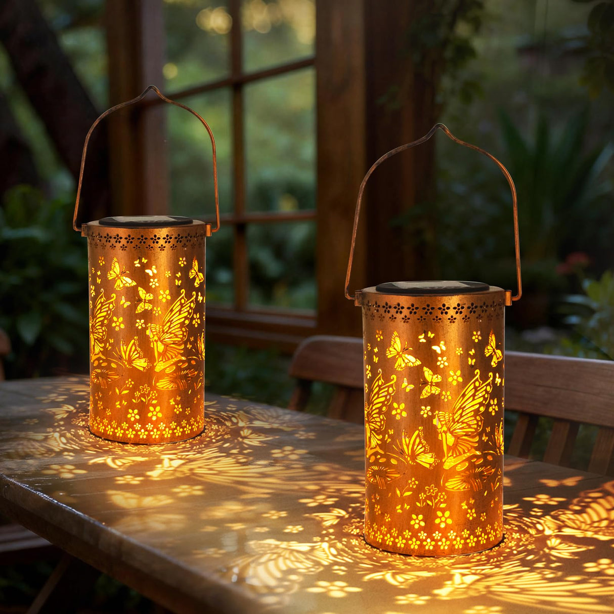 DIBIEECN Mothers Day Gifts for Mom, Birthday Gifts Grandma Ladies Solar Lanterns Outdoor Hanging Hollowed-Out Metal Waterproof LED Garden Decor Outside for Patio Yard Porch, Fairy, 1 Pack