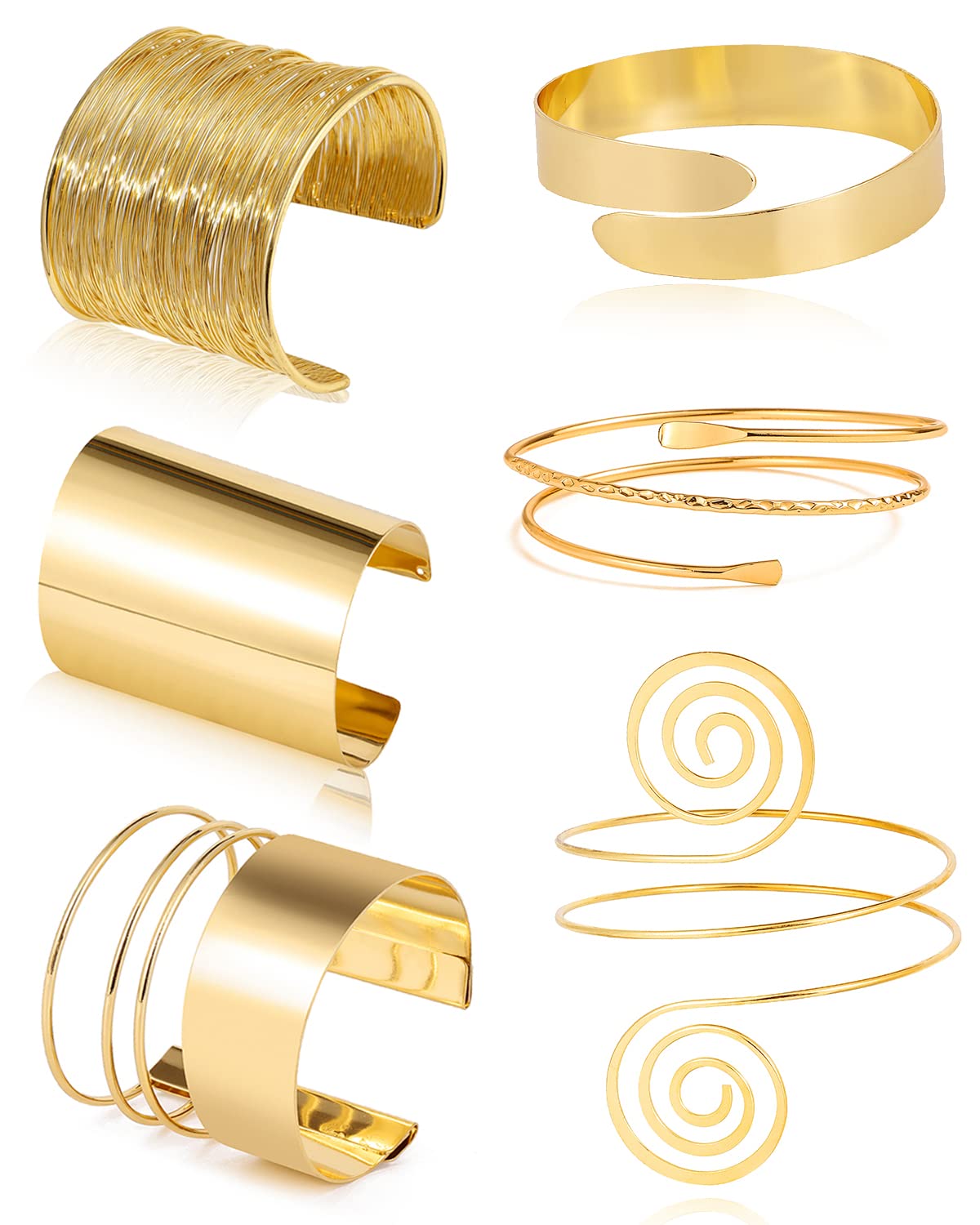 BOMAIL 6 Pieces Gold Upper Arm Cuff Band Bracelet Set