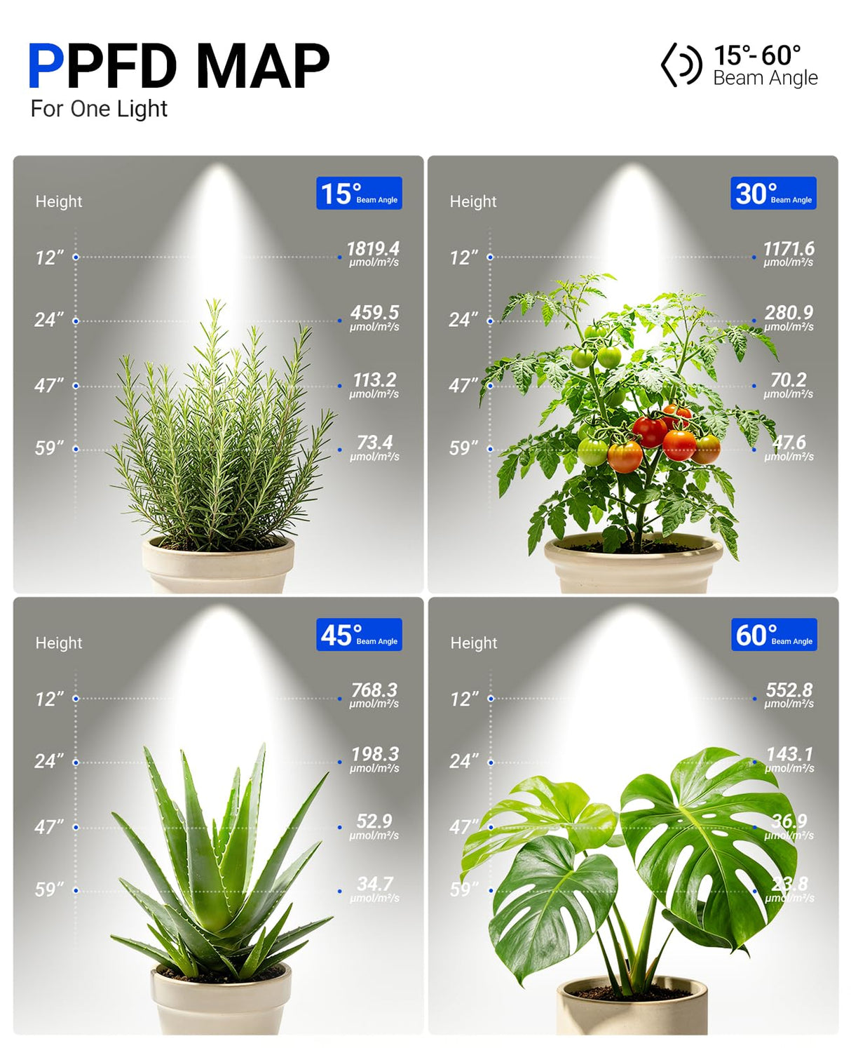 Barrina TR40a Track Plant Lights for Indoor Growing, 40W Ceiling Grow Lights with Adjustable Beam Angle (15°-60°), 5000K Full Spectrum Wall Plant Light with Timer for Greenhouse, Black Cover