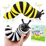 Cevioce Fidget Slug Toy, Sensory Slug Fidget Toy for Kids & Adults, 2 PCS Cute 3D Articulated Sensory Toys - Can Be Spliced, Safe｜Exercise Wrist Strength & Stress Relief, Great Gift for ADHD Autism B