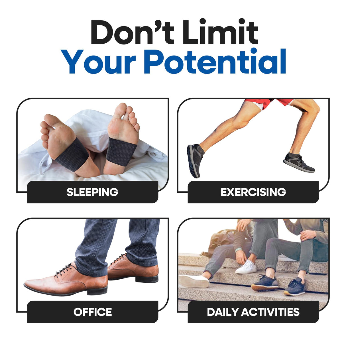 Arch Supports for Plantar Fasciitis Relief | Compression Sleeve Foot Brace For Heel Pain, Bone Spurs, Flat Feet, High Arches | Copper Infused Arch Support Bands for Women & Men Over Socks | Fit Most