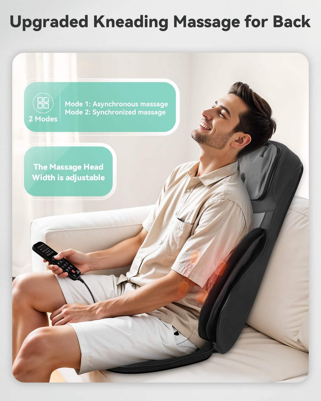 Snailax Shiatsu Neck and Back Massager with Heat, Upgraded Massage Chiar Pad with Compression, Vibration, Chair Seat Massager for Home, Office, Gifts for Men, Women