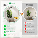 Garpsen Grow Lights for Indoor Plants, Full Spectrum 65'' Plant Light with Gooseneck, 3 Colors Modes and 5 Dimmable Levels, 6/12/16H Timer, 80 LED Height Adjustable Grow Lamp for Plants(Soil Insert)
