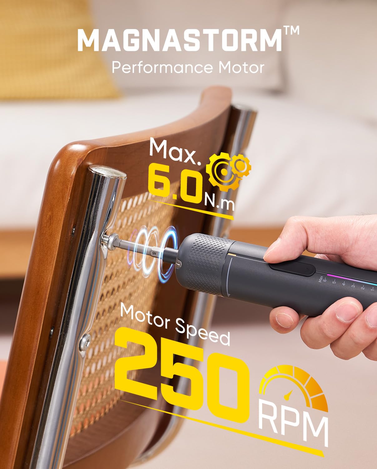 Fanttik S2 Pro Max Electric Screwdriver, Cordless Screwdriver Set, 7 Torque Settings, 0.5 to 6N.m, 16 Magnetic Bits, 1/4''Hex Shank, with Separate 90° Angle Adapter for Tight Space and Household DIY