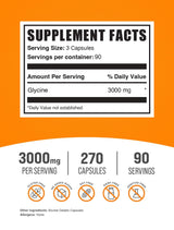 BulkSupplements.com Glycine Capsules - Glycine Supplements, Amino Acid Supplement - Gluten Free, 3 Capsules per Serving (3000mg), 270 Count (Pack of 1)