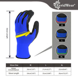 Evridwear Crinkle Latex Rubber Hand Coated Safety Work Gloves for Men Women General Multi Use Construction Warehouse Gardening Assembly Landscaping (Medium,Blue- 12Pair)