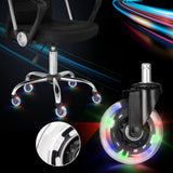 Hivexagon Office Chair Caster with RGB Color Changing Lights Set of 5 Rubber Replacement, Heavy Duty Universal Quiet Rolling Casters Fit Standard Office Chair for Hardwood Floors, Tiles and Carpet