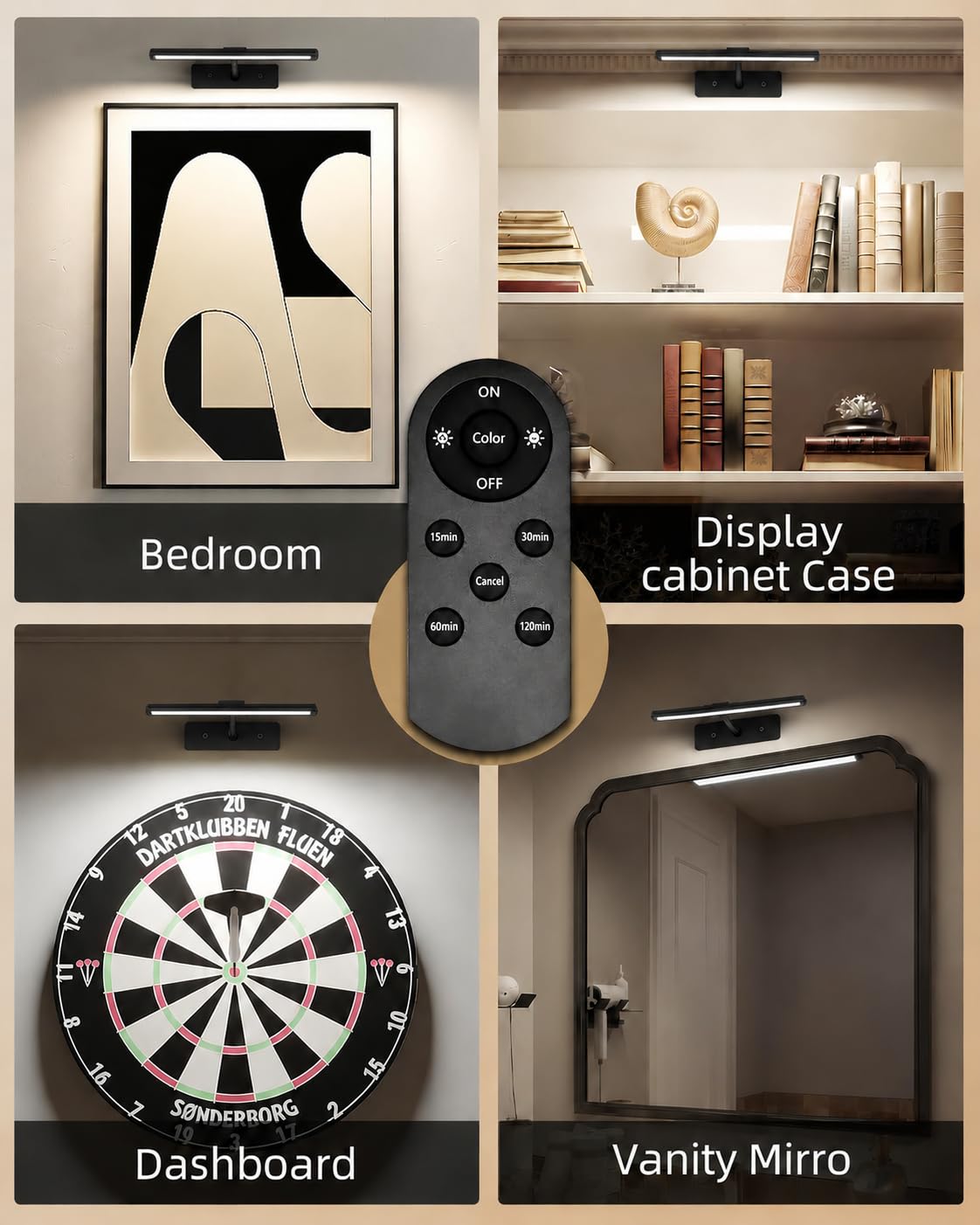 EZVALO Picture Light for Wall, 13'' Black Rechargeable 4800mAh Battery Lights Wireless with IR Remote, Magnetic LED Art Painting Light with 3 Color Temperatures, Display for Gallery, Living Room