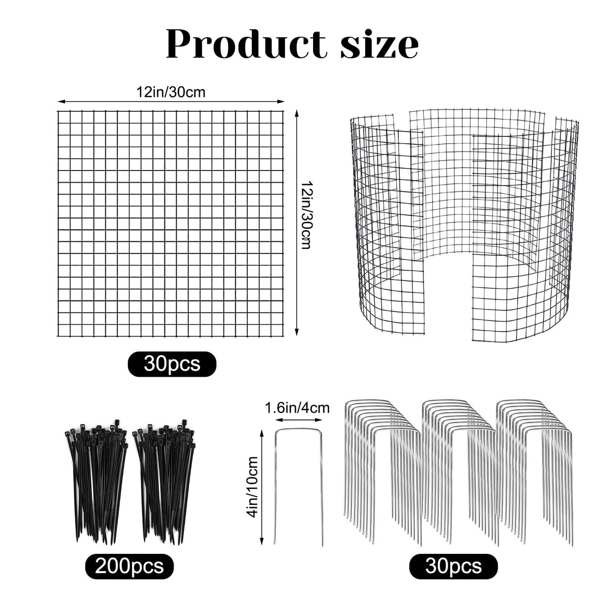 10 Pack Round Plant Protector from Animals, 12'' x 12'' Metal Plant Cages，30Pcs Metal Mesh to Keep Animals Out, Garden Protection Bunny Barricades, Wire Plant Protectors for Rabbits Chicken Duck
