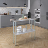 AmGood 14 in. x 48 in. Stainless Steel Work Table | Metal Kitchen Food Prep Table | NSF