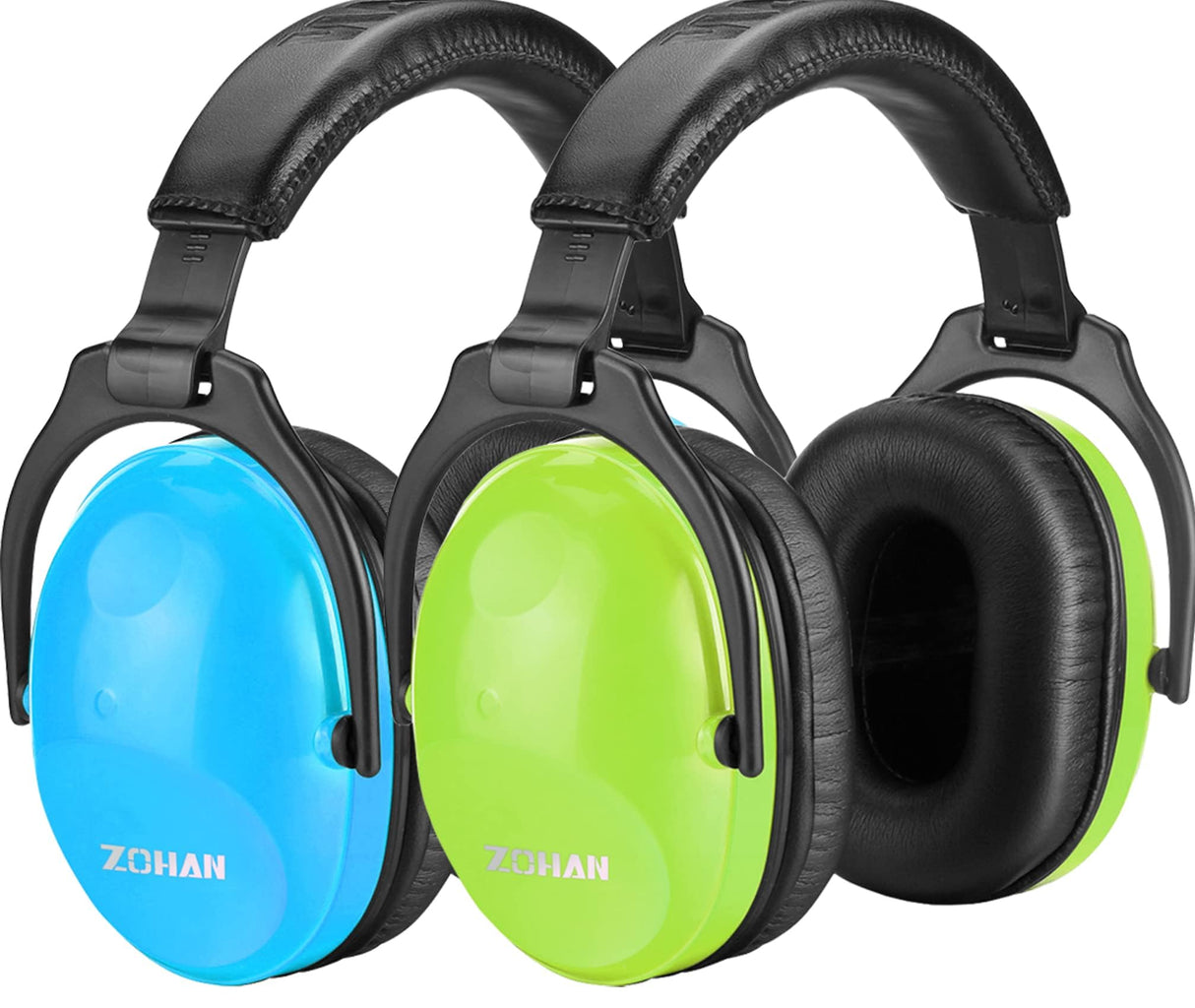 ZOHAN Kids Ear Protection 2 Pack, 25dB NRR Noise Cancelling Headphones for Kids, with Pillowy Pads, for Monster Truck, School, Autism, Sensory, Fireworks, Concerts, Events (Blue+Green)