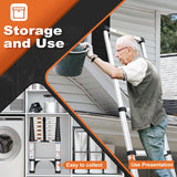 Soctone Telescoping Ladder, 12.5 FT Aluminum Button Retraction Extension Ladder with 2 Triangle Stabilizers, Multi-Purpose Ladder with Slow Down Design, 330lbs Max Capacity for House Daily Life
