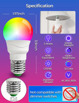 ILC Color Changing LED Light Bulb, A15 40W Equivalent, 5000K Daylight White, 450LM 5W E26 Screw Base RGBW, Mood Light Bulb - RGB 12 Color Choices - Timing Infrared Remote Control Included (4 Pack)