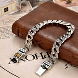 Italian Sterling Silver Men's Bracelets Jewelry，8.6" Lion
