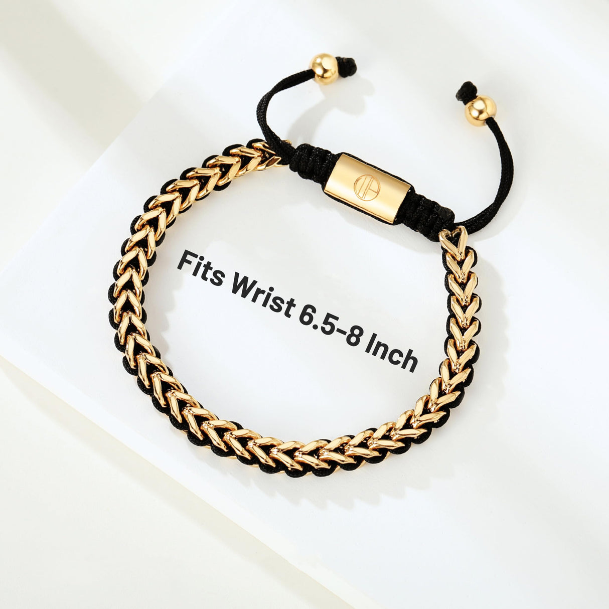 WP WEPICK 18K Gold-Plated Bracelets for Men Franco Link Chain Adjustable