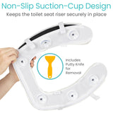 Vive Toilet Seat Riser for Seniors - Universal Fit - Raised Toilet Seat Cushion with High-Density Foam for Elongated & Standard - Firm Handle, Cushioned & Padded - Elevated Medical Handicap Lifter