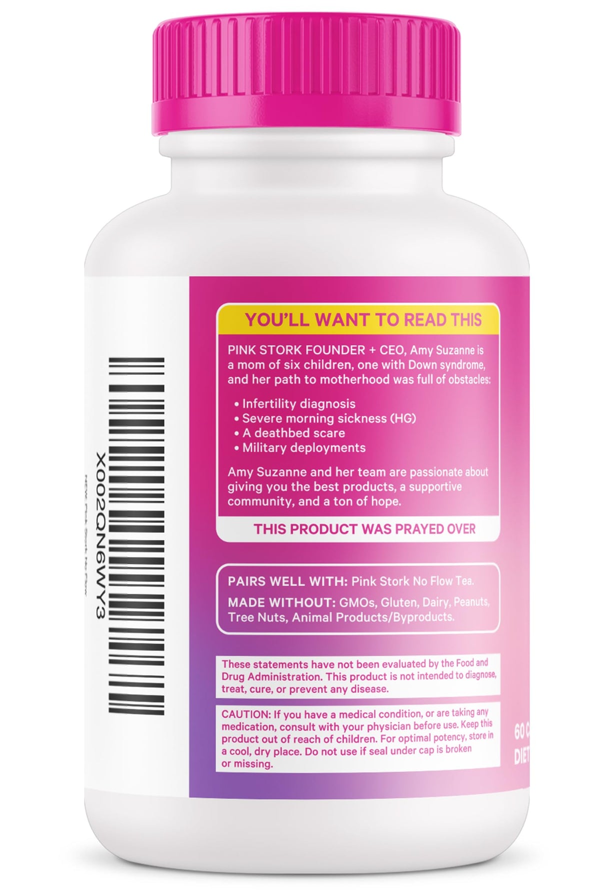 Pink Stork No Flow: Dry Up Breast Milk Supply with Sage, Parsley, and B Vitamins, Postpartum Essentials for Women to Stop Breastfeeding and Decrease Milk Production, 60 Capsules