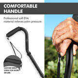 KINGGEAR F1 Walking Stick, Walking Cane for Women & Men with Wrist Strap, Lightweight & Sturdy Offset EVA Handle, Large Quad Base, Self Standing for Seniors and People with Injuries & Recovery