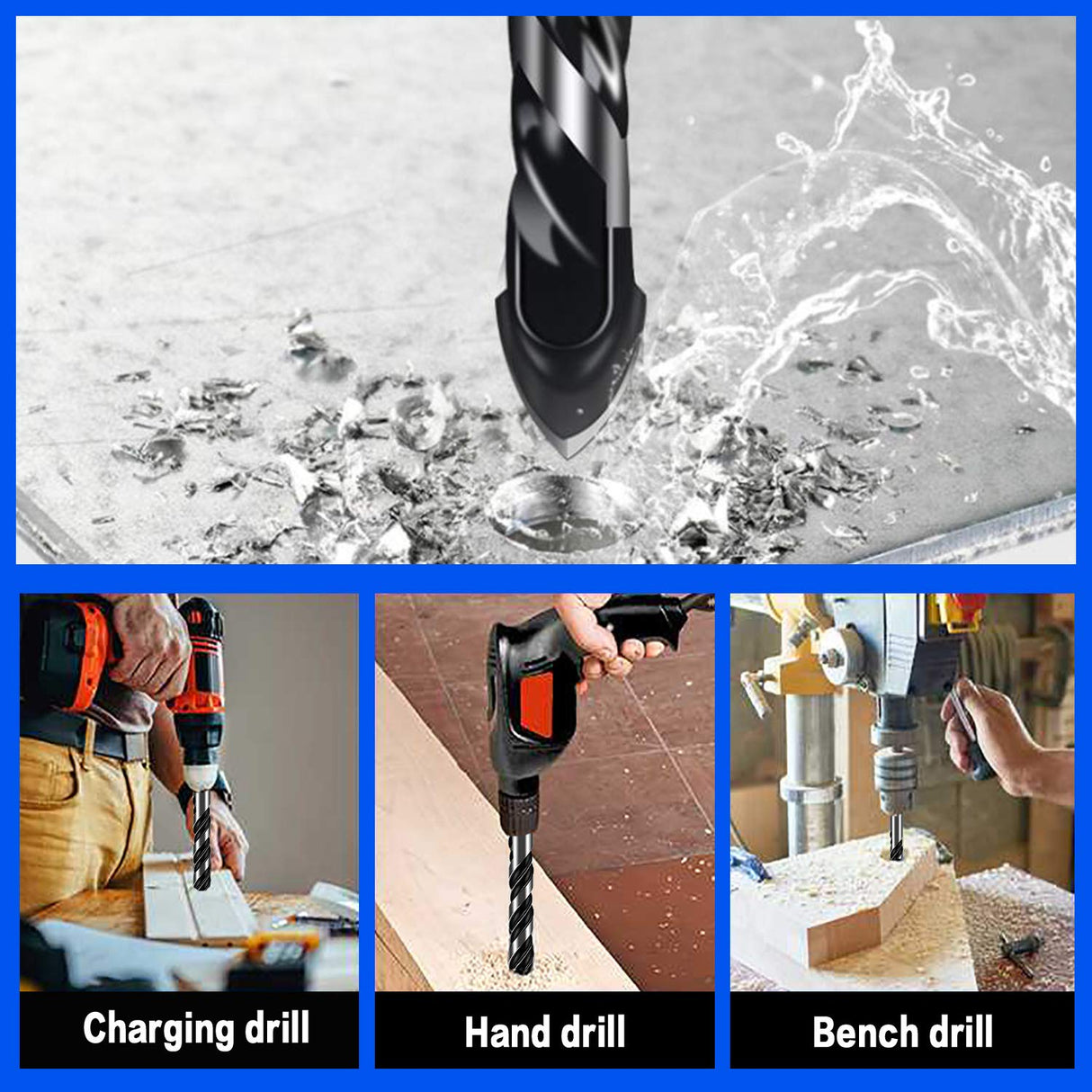 5-Piece 5/8“ Masonry Drill Bits for Tile Glass Ceramic Wall Brick Stone Soft-Metal Wood, 5/8 Inch Concrete Drill Bits Cement Drill Bit Set, 3-Flat Shank, YG8 Carbide Tungsten Steel Alloy Tip 16mm