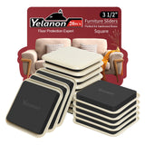 Yelanon Furniture Sliders, 20 pcs-3 1/2” Square Beige Furniture Sliders for Carpet, Furniture Pads for Hardwoods Floors，Furniture Movers Sliders, Reusable Moving Pads, Floor Protectors for Carpet