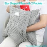 D. Cozy Star Shaped Hysterectomy Pillow with 2 Pockets for Abdominal Surgery Hysterectomy Recovery Must Haves Products Gifts Tummy Pillow with Hands Placement Pouch Minky Dot Gray