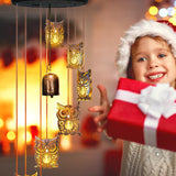 8 LED Solar Upgrade Owl Wind Chimes Outdoor,Mom Gifts for Mothers Day Grandma Wife Gift Solar Owl Wind Chimes for Outside,Hanging Lights Warm LED,Outdoor Owl Decor Christmas