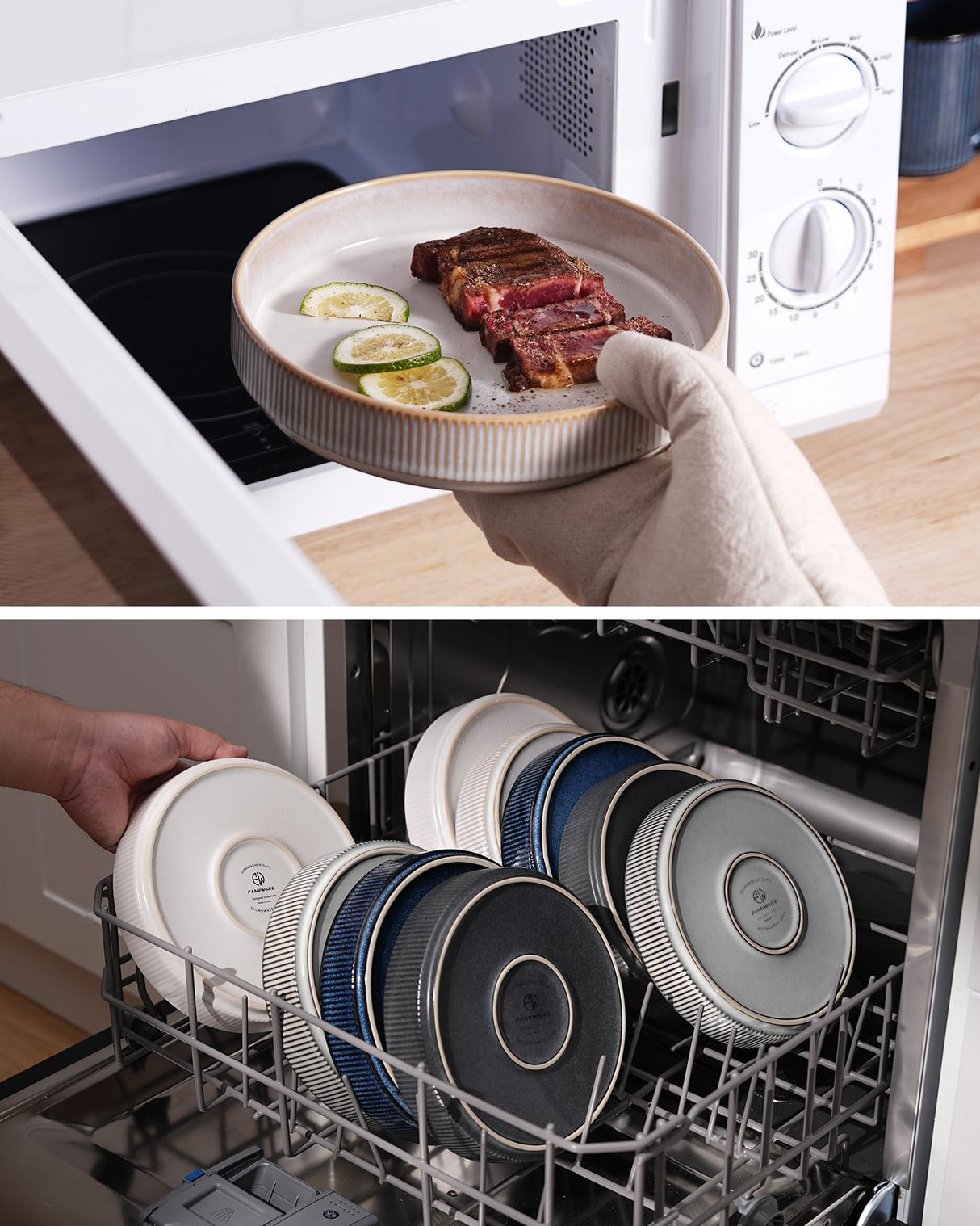 famiware Star 7.5" Pasta Bowls Set, Salad Bowl Set of 6, Double Reactive Glaze, Stackable, Perfect for Your Friend for Housewarming, Thanksgiving, Christmas, Cappuccino White