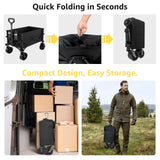 Collapsible Wagon with Wheels, Portable Wagons Carts Foldable, Folding Wagon Cart for Groceries, Sports Garden Shopping Utility Wagon
