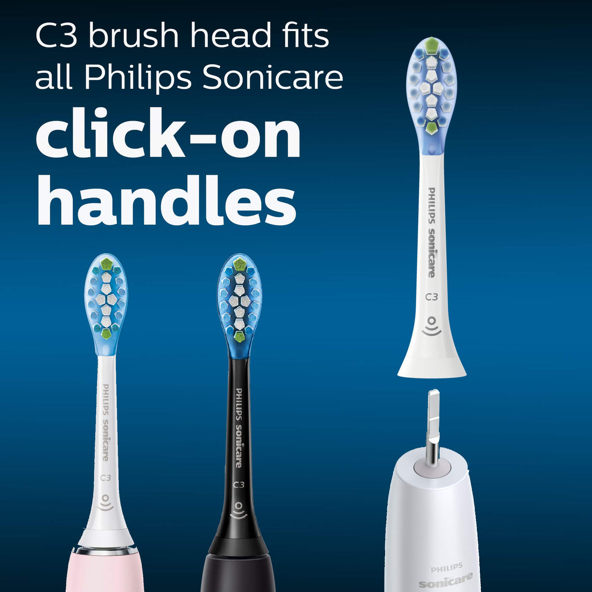 Philips Sonicare Genuine C3 Premium Plaque Control Toothbrush Heads, One Year Supply, 4 Brush Heads, White, HX9044/65