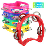 Yeshone 30 Pack Tambourine for Kids Adult Tamborines Musical Instrument Noise Makers 4 Bells Handheld Tambourines for Back to School Supplies Church Wedding Operation Christmas(Multicolors)