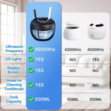 Upgraded Ultrasonic Retainer Cleaner Machine, 45kHz Ultrasonic Dentures Cleaner for Night Guards, Braces, Aligner, Toothbrush, Jewelry and More, 200ML Capacity, Black