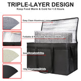 CIVJET 2-Pack Insulated Food Delivery Bag with Hard Bottom, XXX-Large Commercial Food Warmer, Insulated Reusable Grocery Cooler/Hot Bags, Tote Bag for Shopping/Travel, Black