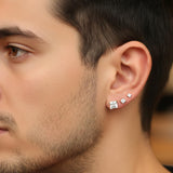 MDFUN Princess Cut Cubic Zirconia Stud Earrings for Women Men,5 Pairs