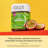 OLLY Daily Energy Gummy,Caffeine Free,Vitamin B12,CoQ10,Goji Berry,Adult Chewable Supplement,Tropical Flavor -,60 Count (Pack of 2)