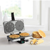 Pizzelle Maker- Nonstick Electric Holiday Baker Press Makes Two 5-Inch Cookies at Once- Christmas Baking Supplies for Party- Italian Dessert Treat Making with Recipe Guide- Cookie Swap Gift for Her