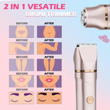 Bikini Trimmer for Women 2-in-1 – Rechargeable Electric Razors for Women, Painless Electric Shaver for Bikini, Underarm, Legs, Arms – IPX7 Waterproof, Compact Travel Design