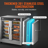 VEVOR Hot Box Food Warmer, 5-Tier Concession Warmer with Water Tray, 5 Pans, Double-Door and Adjustable Shelves, Stainless Steel Food Warmer Cabinet, Ideal for Storing Pizza, Chicken, Restaurant