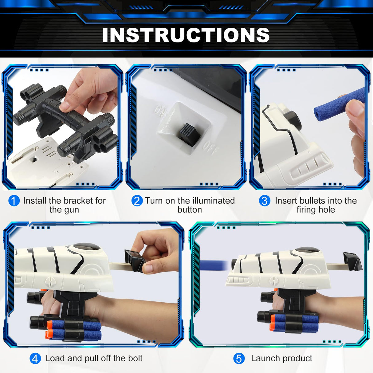 Star & Wars Stormtrooper Toys Foam Blaster for 5 6 7 8 9 + Year Old Boys, Superhero Power Blast Gauntlet Toys with 30 Darts for Costume & Role Play Gifts for Birthday Christmas