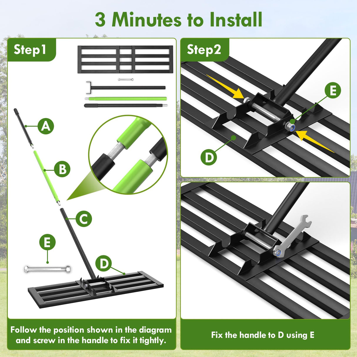 Seeutek Lawn Leveling Rake, 35” x 10” Ground Leveler