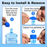 MYLOLF 3 & 5 Gallon Water Jug Cap, Reusable Food Grade Silicone Replacement Cap for 55mm Standard/Screw/Crown Tops Water Bottle and Water Dispensers, Non-Spill & Leak Free - 12PCS