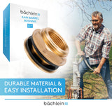 Bächlein Universal Rain Barrel Bushing - Brass Tank Bushing as Connection for Water Tap or Spigot including 2 Seals - Barrel Screw Connection with 1 Inch Internal Thread