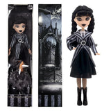 9" Addams Doll with Gift Box, Black Dress, High Heels and Hair, Perfect Christmas and Birthdays Toy Gift for Girls and Fans（New-B）
