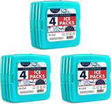 Cool Coolers by Fit + Fresh, Reusable & Long-Lasting Slim Ice Packs, Cold Packs for Lunch Boxes, Ice Packs for Lunch Bags, Green 12 Pack