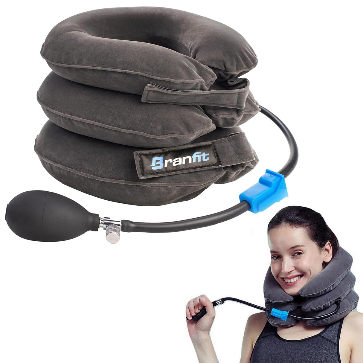 Branfit Cervical Neck Traction Device Pro - Adjustable Neck Support and Neck Stretcher for Spine Alignment and Neck Pain Relief