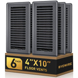 4x10 Floor Register, Floor Vent Covers for Home Floor, Sidewall, Heavy Duty Steel Walkable Floor Grates, Adjustable Air Vent Covers Rust Proof Finish, 4" x 10'' Floor Vent, 6 Pack, Gray