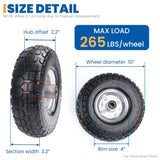 Hyssk 4.10/3.50-4'' Tire and Wheel flat free, 10" Heavy Duty Solid Replacement Tire with 5/8” Axle Bore and Steel Bearings for Gorilla Cart, Hand Truck, Garden Cart, Yard Wagon Cart(2 Pack)