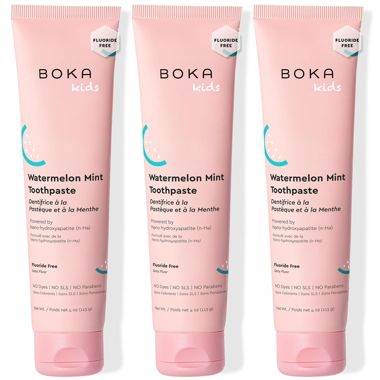 Boka Fluoride Free Toothpaste Nano Hydroxyapatite Toothpaste - Watermelon Mint Flavor, 4 oz 3Pk US Manufactured