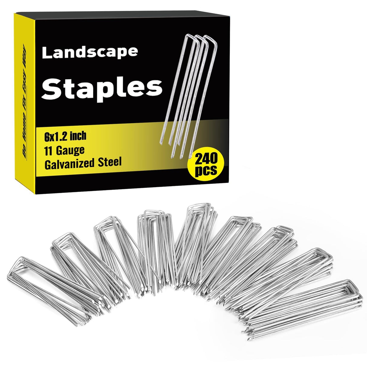 HongWay 240 Pack Landscape Staples 6 Inch, Galvanized Garden Stakes