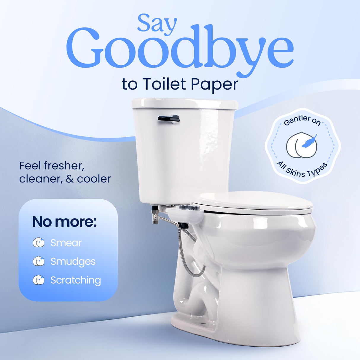 CLEAR REAR Bidet Attachment for Toilet Seat -Non-Electric with Self Cleaning Nozzles, Leak Proof Connectors, Adjustable Water Spray, Rear & Feminine Wash - Toilet Bidet Upgrades (Cold & Warm Water)