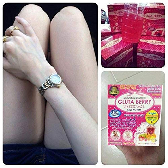Gluta Berry 200000 mg Drink Punch Whitening Skin Fast Action 10pcs./Box.